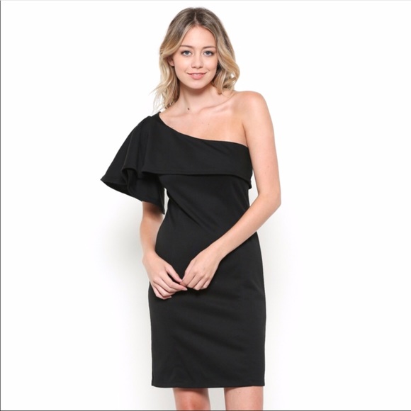 New Perfect Black Dress Off One Shoulder - Picture 1 of 6